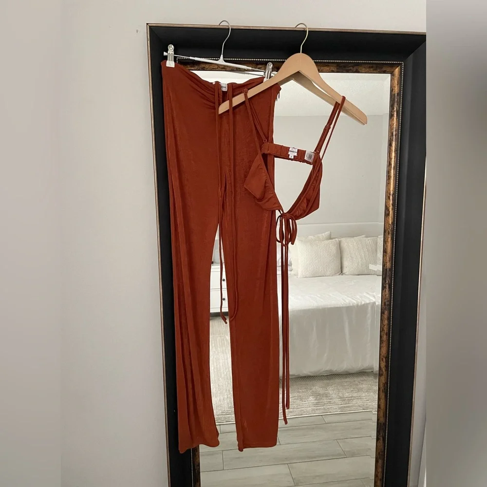 Superdown Orange/Rust Irene Strappy Pant Set - Picture 3 of 4